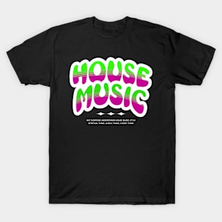 HOUSE MUSIC  - Bubble Outline two tone (white/pink/lime) T-Shirt